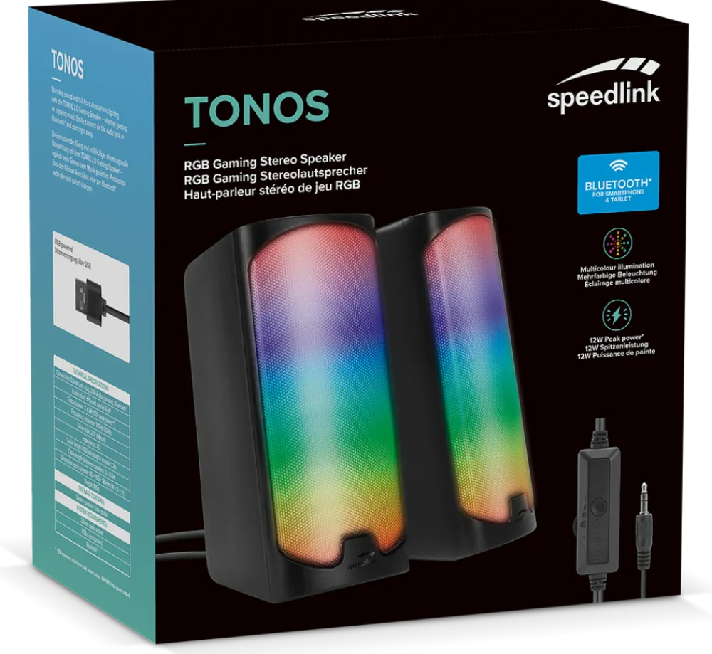Speedlink TONOS RGB Gaming Stereo Speaker, black New