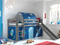 vipack Spielbett Pino inkl. Rutsche mit Textilset Vorhang und Tunnel versch. Designs Online