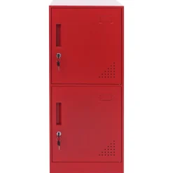 Spind -P63, Schließfach Wertfachschrank Schließfachschrank 2 Türen, 90x38x45cm Stahl ~ rot ^ MCW Hot