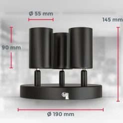 B.K.Licht Spotleuchte, schwarz, 3xGU10/max. 5W exkl. New