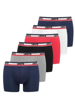 Levi's PRTWR OGO BOXER BRIEF ORG CO 6P ECO Herren Boxerhort Blau/Rot/Grau Hot