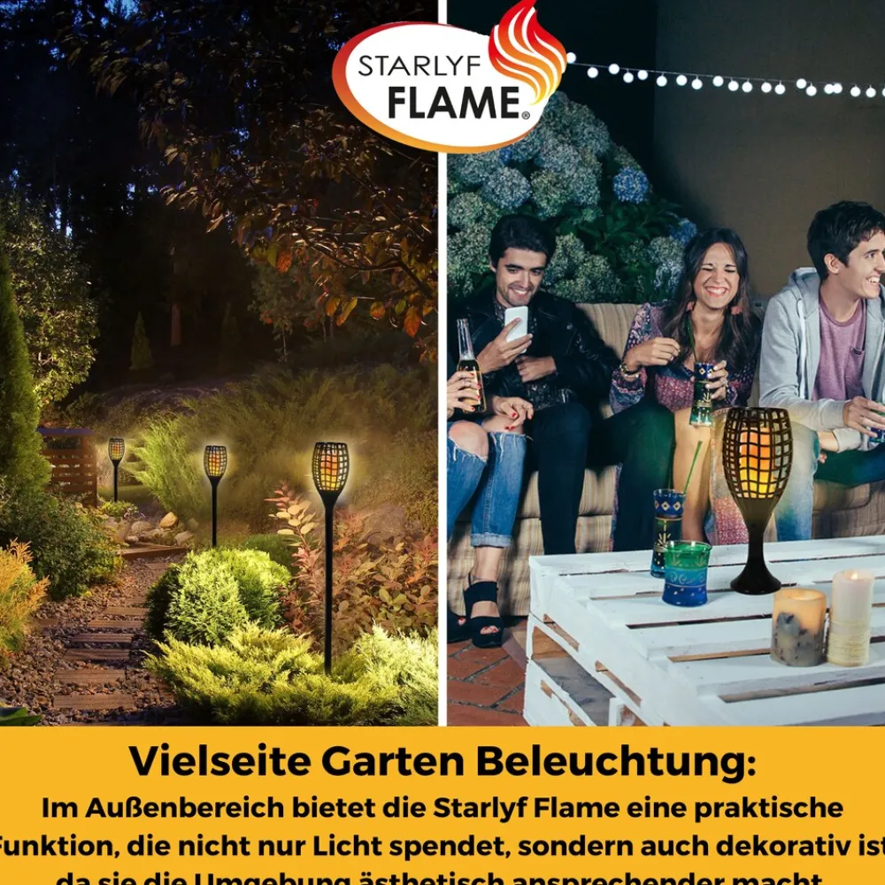 ® LED Solarleuchte, Solar Feuer Fackel für den Garten Flame ^ Starlyf Online