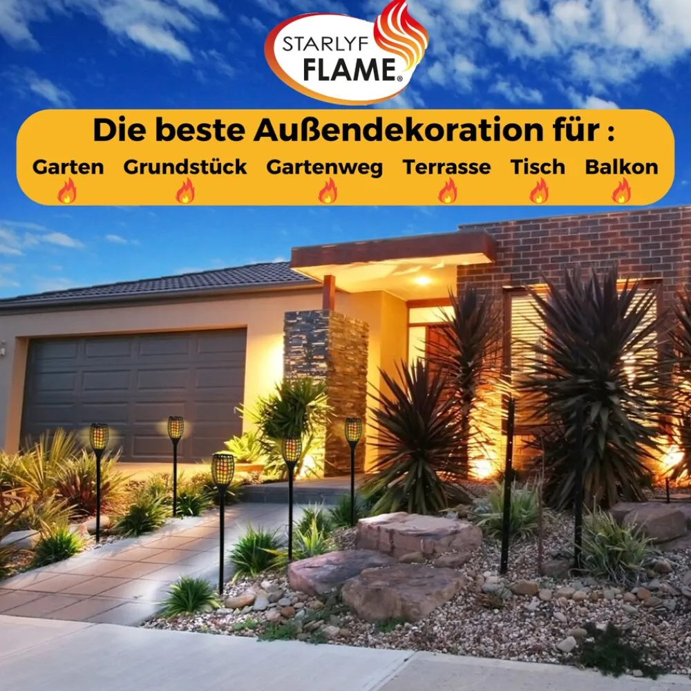 ® LED Solarleuchte, Solar Feuer Fackel für den Garten Flame ^ Starlyf Online