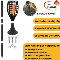 ® LED Solarleuchte, Solar Feuer Fackel für den Garten Flame ^ Starlyf Online