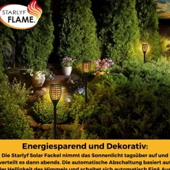 ® LED Solarleuchte, Solar Feuer Fackel für den Garten Flame ^ Starlyf Online