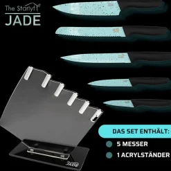 Starlyf ® Messerset 6-tlg. mit Acryl Messerständer Jade Knife Series + Stand türkis New
