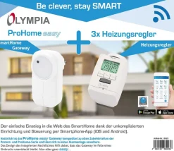 Olympia 4 Stück Heizkörperthermostat Smart Home System mit Gateway und App Outlet
