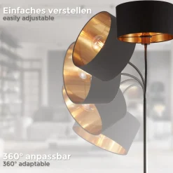 B.K.Licht Stehleuchte, schwarz-gold, 1xE27/60W max. exkl. Online