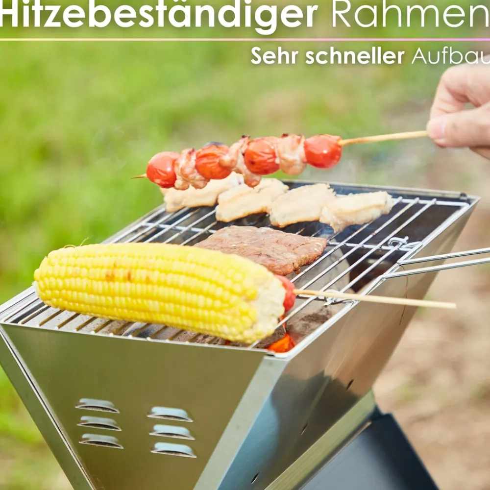 Klappgrill Laptopgrill Campinggrill Hitzebeständig schwarz ^ Steinborg