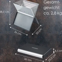 Klappgrill Laptopgrill Campinggrill Hitzebeständig schwarz ^ Steinborg