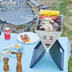 Klappgrill Laptopgrill Campinggrill Hitzebeständig schwarz ^ Steinborg