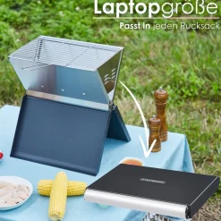 Klappgrill Laptopgrill Campinggrill Hitzebeständig schwarz ^ Steinborg