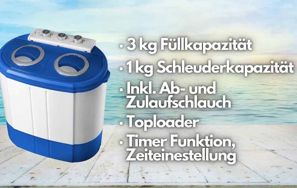 Mini-Waschmaschine Camping 3kg Schleuderfunktion 2 Kammern ^ Steinborg Sale