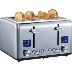 4 Scheiben Edelstahl Toaster mit Brötchenaufsatz 1630W ^ Steinborg Outlet