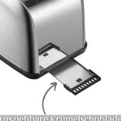 Steinborg 2 Scheiben Edelstahl Toaster mit Brötchenaufsatz Krümelschublade 850W Sale