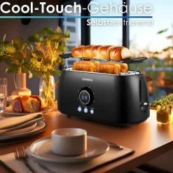 Steinborg 4 Scheiben XXL Toaster Digitales Display m. Brötchenaufsatz Hot
