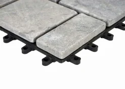 MCW Steinfliese -K70, Bodenfliese Steckfliese Balkon/Terrasse Naturstein, 11x je 30x30cm = 1m² ~ dunkelgrau Best