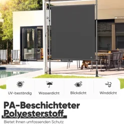 Strattore Ausziehbare Klemmmarkise / Senkrechtmarkise höhenverstellbar 150 x 310 cm - Anthrazit Discount