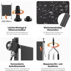 Strattore Ausziehbare Klemmmarkise / Senkrechtmarkise höhenverstellbar 150 x 310 cm - Anthrazit Discount