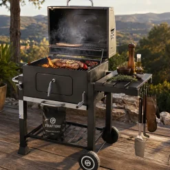 Strattore Holzkohlegrill / quadratischer BBQ XL Grillwagen aus Eisen