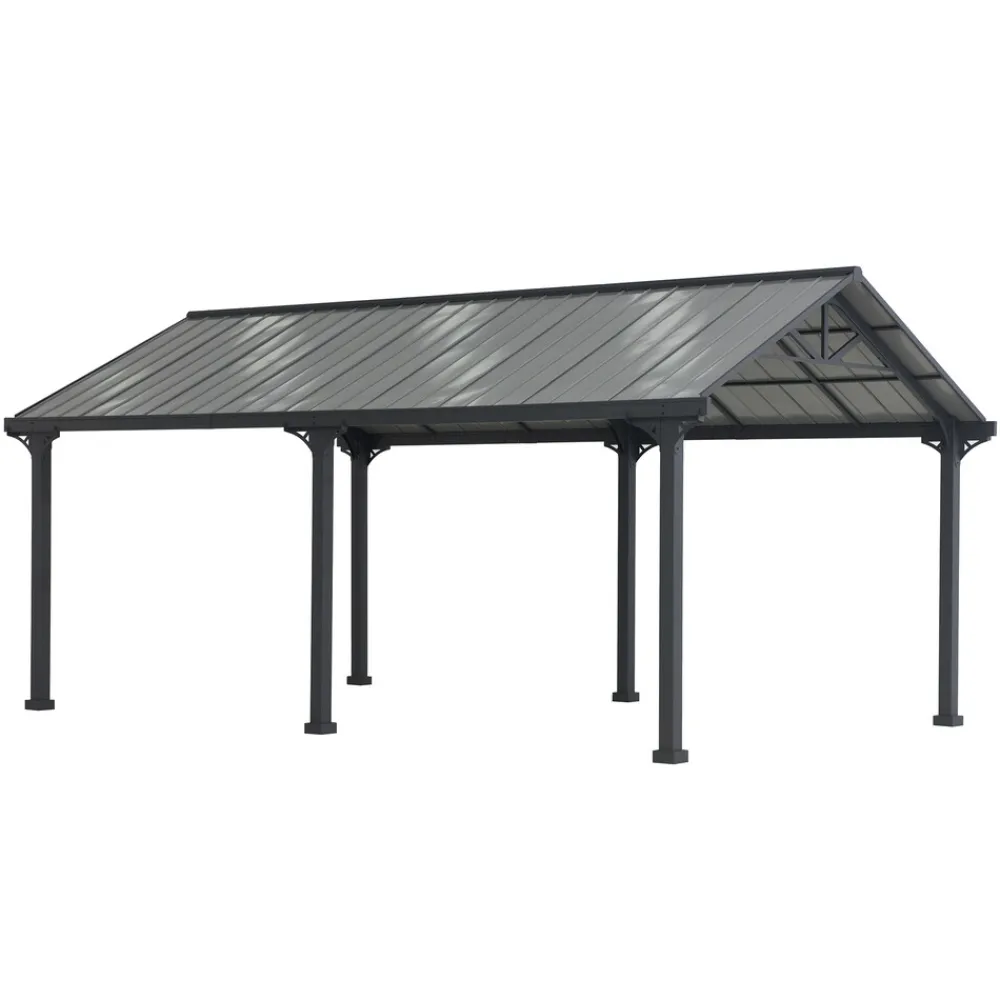Stahl Carport EIGER - 367cm x 610cm, grau ^ Sunjoy Sale