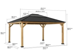 Zedernholz Gazebo ERNIR - 393cm x 452cm, anthrazit ^ Sunjoy Online