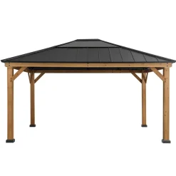 Zedernholz Gazebo ERNIR - 393cm x 452cm, anthrazit ^ Sunjoy Online