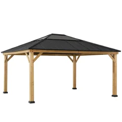 Zedernholz Gazebo ERNIR - 393cm x 452cm, anthrazit ^ Sunjoy Online