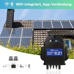 SUNNIVA ® 2000W Balkonkraftwerk BIFAZIAL FULLBLACK komplett Steckdose AP Systems EZ1-M 800W Wechselrichter, Solaranlage Komplettset,4x 500W N Glas Bifacial Solarmodule,5m Kabel,4x 2.5m Solarkabel Outlet
