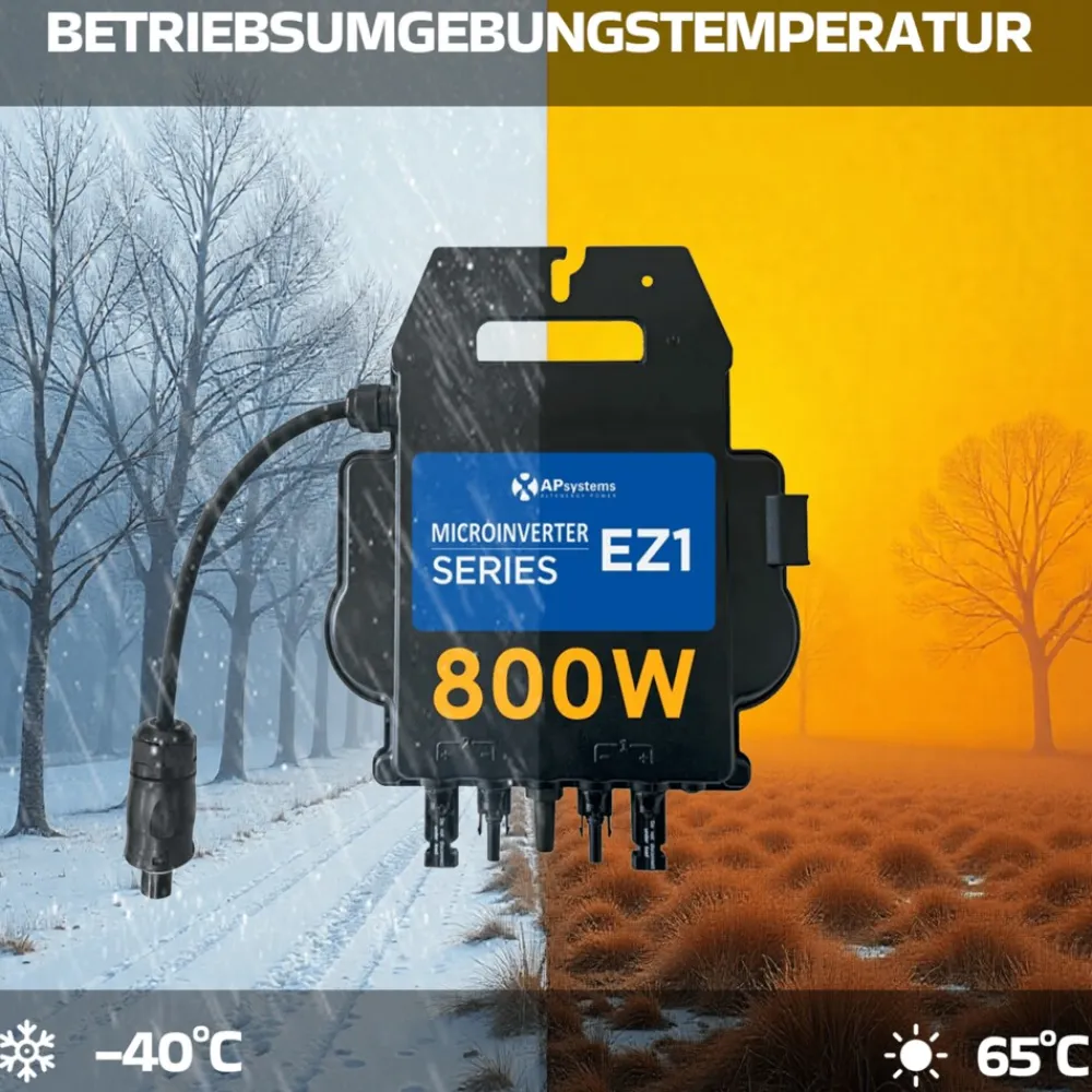 SUNNIVA ® 1840W Balkonkraftwerk BIFAZIAL FULLBLACK komplett Steckdose AP Systems EZ1-M 800 Watt Wechselrichter, Solaranlage Komplettset,4x460W Glas-Glas Bifacial Solarmodule, 5m Kabel,4x2,5m Solarkabel Sale