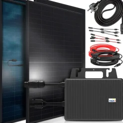 SUNNIVA ® 1840W Balkonkraftwerk BIFAZIAL FULLBLACK komplett Steckdose TSUN 800 Watt Wechselrichter, Solaranlage Komplettset, 4x 460W N-Type Glas-Glas Bifacial Solarmodule, 5m Kabel & 4x 2.5m Solarkabel Online