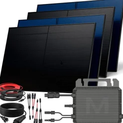 SUNNIVA ® 2000W Balkonkraftwerk BIFAZIAL FULLBLACK komplett Steckdose MARSTEK 800 Watt Wechselrichter, Solaranlage Komplettset, 4x500W N-Type Glas-Bifacial Solarmodule, 5m Kabel, 4x2.5m Solarkabel Outlet
