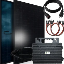 SUNNIVA ® 920W Balkonkraftwerk BIFAZIAL FULLBLACK komplett Steckdose TSUN 800W Wechselrichter, PV Solaranlage, 2x 460W Glas-Glas Solarmodule, inkl. 5m Kabel, Bluetooth WIFI, Komplettset Outlet
