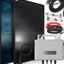 SUNNIVA ® 1840W Balkonkraftwerk BIFAZIAL FULLBLACK komplett Steckdose ECOFLOW 800 Watt Wechselrichter, Solaranlage Komplettset, 4x460W N-Type Glas-Glas Bifacial Solarmodule, 5m Kabel, 4x2.5m Solarkabel Best