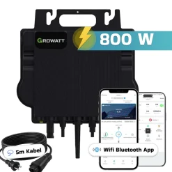 ® 920W Balkonkraftwerk BIFAZIAL FULLBLACK komplett Steckdose GROWATT NEO-800M-X Watt Wechselrichter, PV Solaranlage Komplettset,2x460W Glas-Glas Bifacial Solarmodule, 5m Kabel,4x1m Solarkabel ^ SUNNIVA Clearance