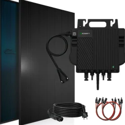 ® 920W Balkonkraftwerk BIFAZIAL FULLBLACK komplett Steckdose GROWATT NEO-800M-X Watt Wechselrichter, PV Solaranlage Komplettset,2x460W Glas-Glas Bifacial Solarmodule, 5m Kabel,4x1m Solarkabel ^ SUNNIVA Clearance