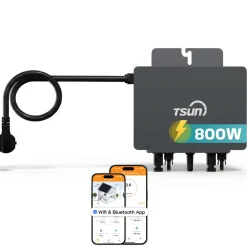 SUNNIVA ® 2000W Balkonkraftwerk BIFAZIAL FULLBLACK komplett Steckdose TSUN 800 Watt Wechselrichter, PV Solaranlage Komplettset, 4x 500W N-Type Glas Bifacial Solarmodule, 5m Kabel & 4x 2.5m Solarkabel Clearance