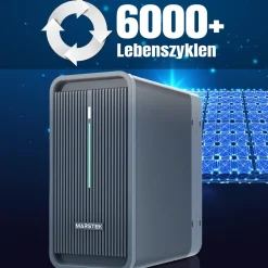 SUNNIVA ® 3000W Balkonkraftwerk Deye mit 6,72 kWh Speicher MARSTEK B2500-D, BIFAZIAL FULLBLACK komplett Steckdose, PV Solaranlage Komplettset mit Solarspeicher, 6x 500W N-Type Glas Bifacial Module Discount