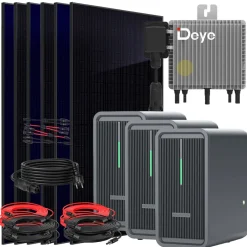 SUNNIVA ® 3000W Balkonkraftwerk Deye mit 6,72 kWh Speicher MARSTEK B2500-D, BIFAZIAL FULLBLACK komplett Steckdose, PV Solaranlage Komplettset mit Solarspeicher, 6x 500W N-Type Glas Bifacial Module Discount