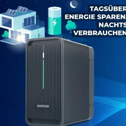 SUNNIVA ® 2000W Balkonkraftwerk Deye mit 4,48 kWh Speicher MARSTEK B2500-D, BIFAZIAL FULLBLACK komplett Steckdose, PV Solaranlage Komplettset mit Solarspeicher, 4x 500W N-Type Glas Bifacial Module Clearance