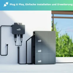 SUNNIVA ® 2000W Balkonkraftwerk mit 4,02 kWh Speicher TSUN SOLARCAN TSOL-DCU2000Lite, BIFAZIAL FULLBLACK komplett Steckdose, PV Solaranlage Komplettset mit Solarspeicher, 4x 500W Glas-Bifacial Discount