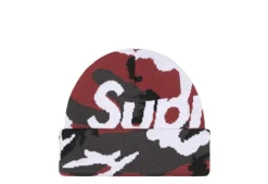 Camo Big Logo Beanie Red Camo ^ Supreme Clearance