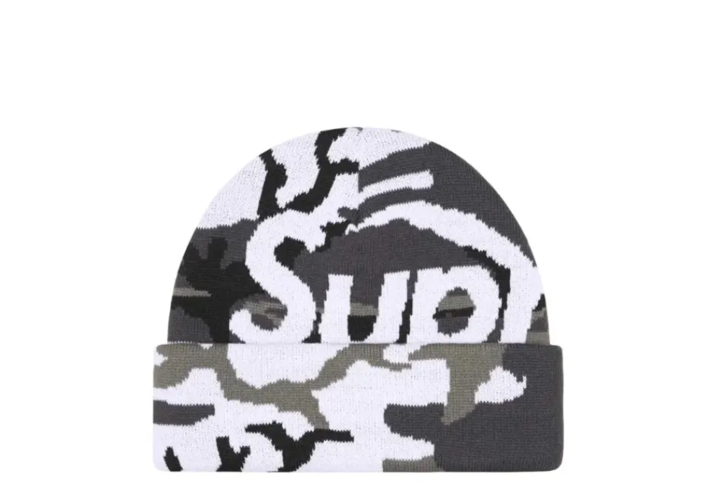 Supreme Camo Big Logo Beanie Snow Camo