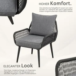 SWING&HARMONIE Gartenmöbel Lounge-Set „Sienna“ für 4 Personen - anthrazit/grau Hot