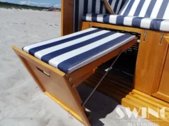 SWING&HARMONIE LED - Strandkorb XXL - 118cm inkl. Abdeckcover Volllieger Ostsee Sonneninsel Rattan Möbel Polyrattan - versch. Ausführungen Blau-Weiß Online