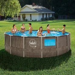 Mountfield Swing Rahmen rund Pool Ø457 x 122cm Rattanoptik inkl. Zubehör Outlet