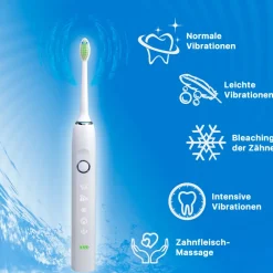 @tec Elektrische Schallzahnbürste Schall Zahnbürste weiß IPX7 + 2x Aufsteckbürsten Discount