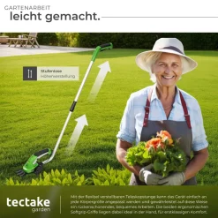 TecTake ® Akku Heckenschere, 7,2 V mit 2 Aufsätzen, ergonomische Form, inklusive Teleskopstange Best
