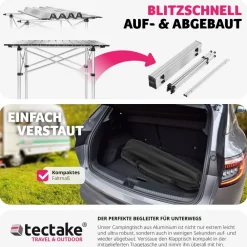 TecTake ® Aluminium Campingtisch, klappbar, bodenschonende Kunststoffkappen, mit Tragetasche, 70 x 70 x 70 cm Discount