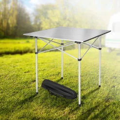TecTake ® Aluminium Campingtisch, klappbar, bodenschonende Kunststoffkappen, mit Tragetasche, 70 x 70 x 70 cm Discount